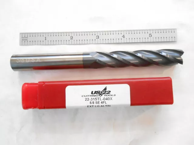 New Us 22 Usa Carbide 5/8" Dia. X 3" Loc X 6" Oal 4 Fl Cc Square End Mill Altin