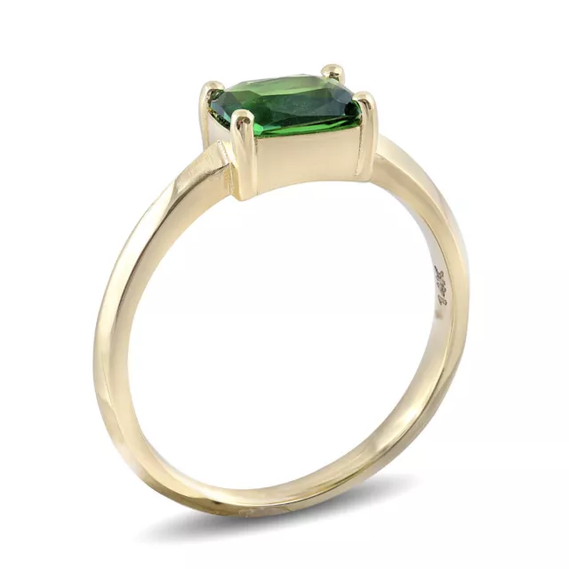 Anillo Tsavorita verde corte rectangular oro amarillo 14K 1,11 quilates TGW 2