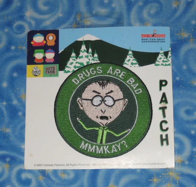 South Park Mr. Mackey Drugs Are Bad Fabric Patch Official Release 2007 Brand New