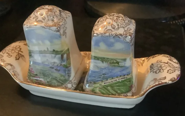 Vintage Royal Winton Salt & Pepper Shakers With Tray