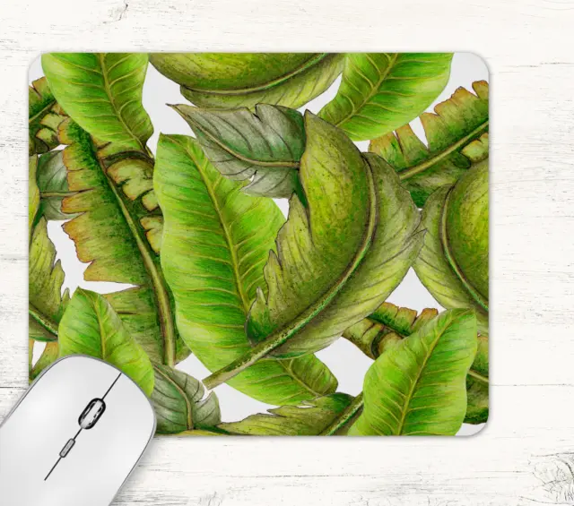 Tropical Leaves Watercolour Print Mouse Pad Mat Non Fading Non Slip Neoprene