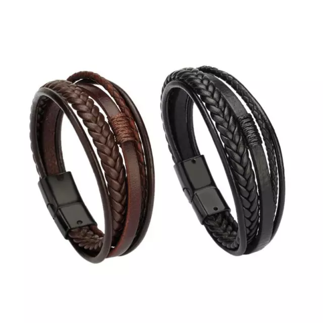 Mens Boys Handmade Leather Braided Surfer Wristband Bracelet Bangle Wrap Jewelry