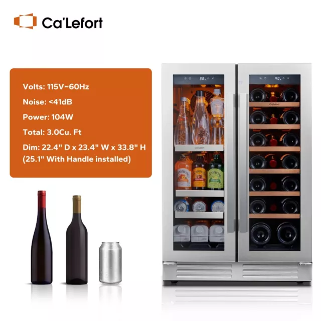 Ca'Lefort 24“ Dual Zone Wine Cooler Beverage Refrigerator Fridge