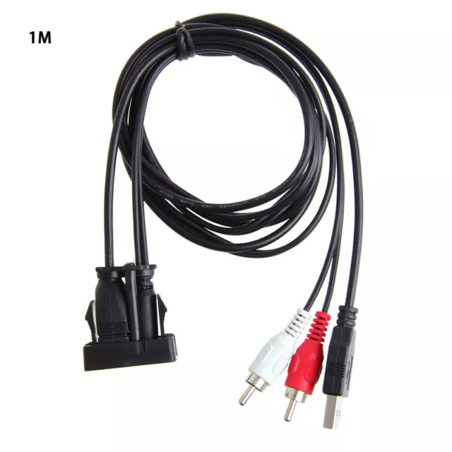 Auto USB 2 RCA To 3.5mm Female Flush Mount AUX Stereo Universal for MP3 Player