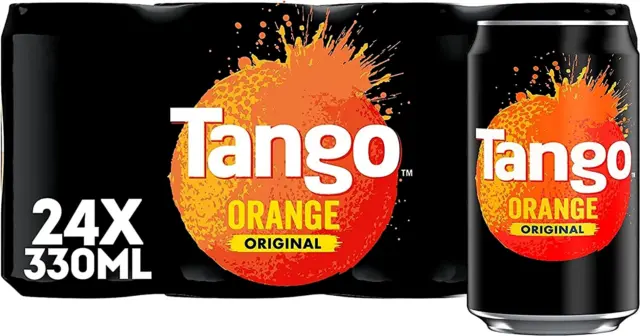 Orange Soft Drink Tango Can 330 Ml (Pack of 24) Fizzy Drinks Soda Cans