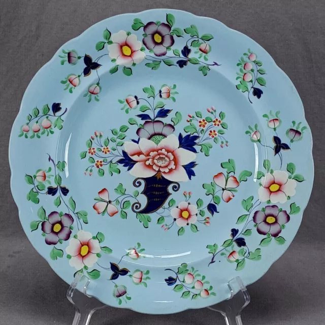 Ridgway Pattern 44 Multicolor Floral & Gold Blue Stoneware Albion Shape Plate