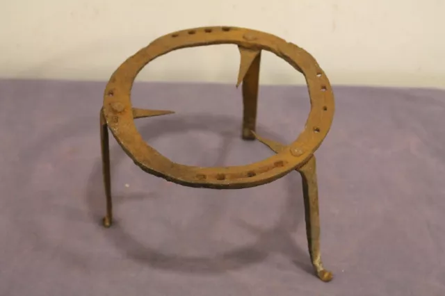 Antique Primitive Hand Forged Fireplace Iron Trivet Old Farm Found . 19th C.