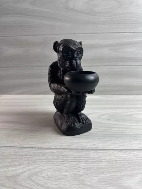 Black Sitting Monkey Chimpanzee Votive Tea Light Candle Holder Incense Burner