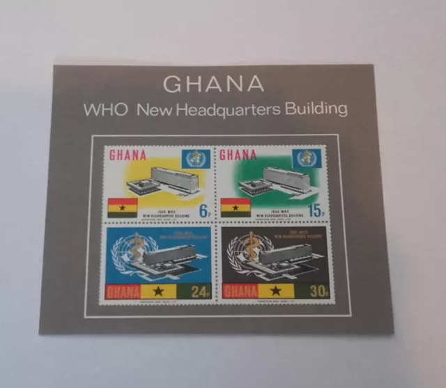 Ghana Who New Headquarters Building 1966 Minisheet Of 4 Stamps Imperforated