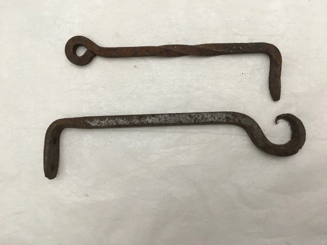 Lot of 2 Antique Hardware  Gate Hook and Wall Mount Hook Blackmith Made?
