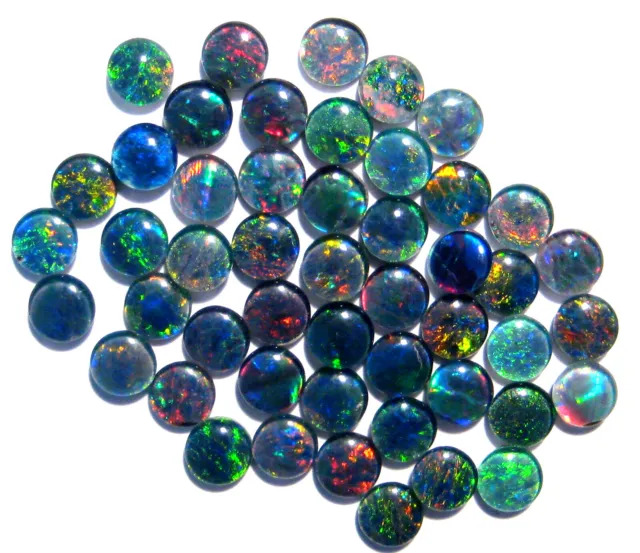 50 Australian Opal Triplets 5mm rounds multicolours (2062)