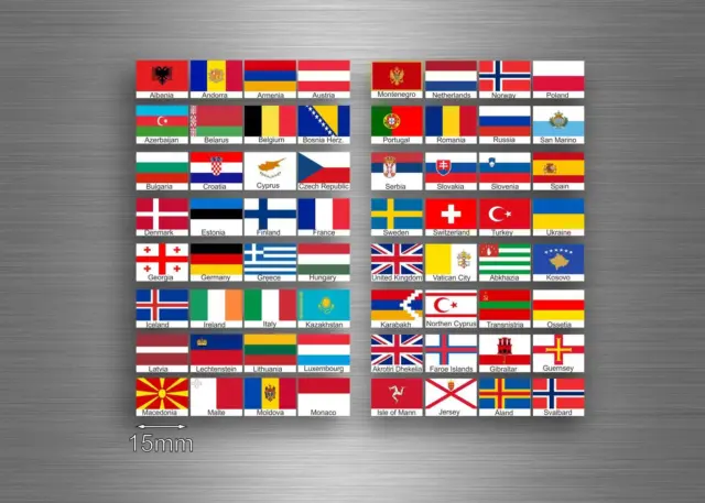 Set 64x sticker european europe flag scrapbooking country collection 1,5cm stamp