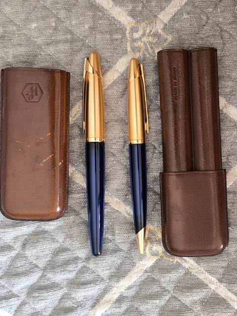 Stylo Bille Waterman Edson En Résine Bleue - Capuchon Plaqué Or 18 Carats - Occasion Prestige