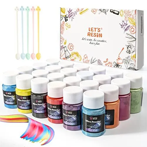 Mica Pigment Powder 24 Colors Set - Soap Making Dye - Epoxy Resin Color  Pigment
