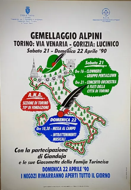 Städtepartnerschaft Gebirgsjäger - Torino / Görz - Plakat Original - 1990