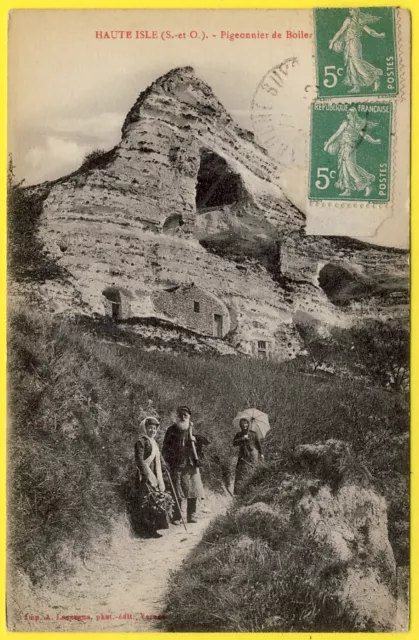 cpa HIGH ISLAND (Val d'Oise) VILLAGE Caves TROGLODYTE PIGEONNIER de BOILEAU
