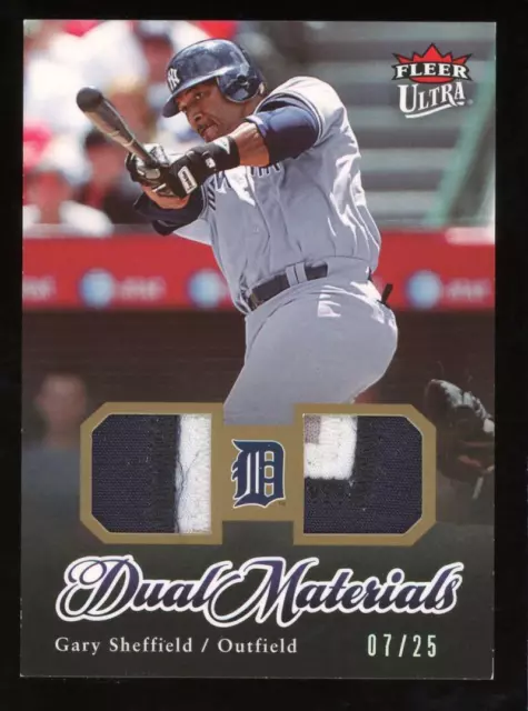 2007 Fleer Ultra Dual Materials Gary Sheffield Game Used Jersey Relic Tigers /25