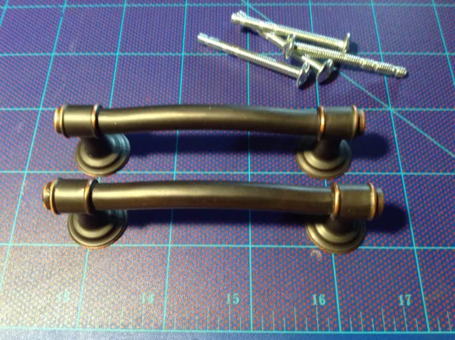 Cabinet Drawer Handle Pulls - Rubbed Bronze - 3.5" Length - Lot of 2