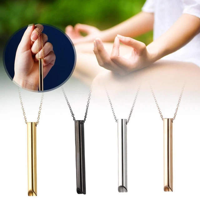 Breathing Necklace For Anxiety Relief - Mindfulness Tool, Meditation Aid, Deep Breathing Exercise, Stainless Steel, Adjustable Chain