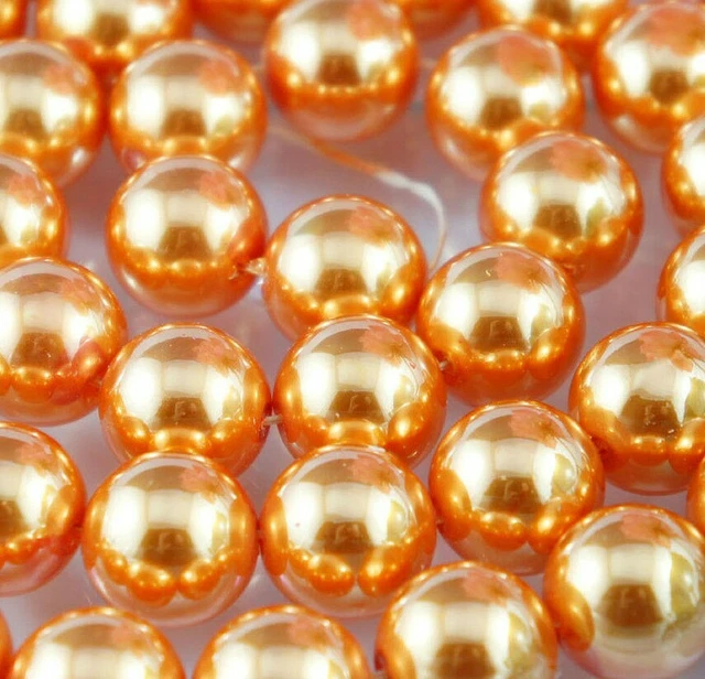 20 x Acrylic Loose Beads 16mm Orange Imitation Round Pearl Jewelry Craft