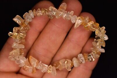 *CITRINE* Chip Bead Bracelet 17.3g Elastic Tumbled Stone Beads Healing Calming