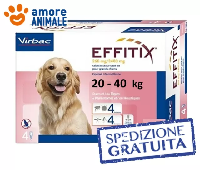 EFFITIX per cani da 20 fino a 40 kg - 4 pipette - Antiparassitario cane 20-40 kg
