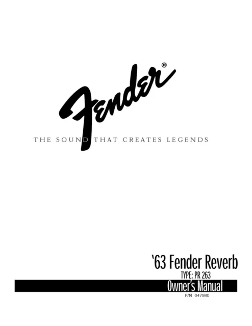 -Operating Instructions Guitar Amplifier Fender 63 Fender Reverb