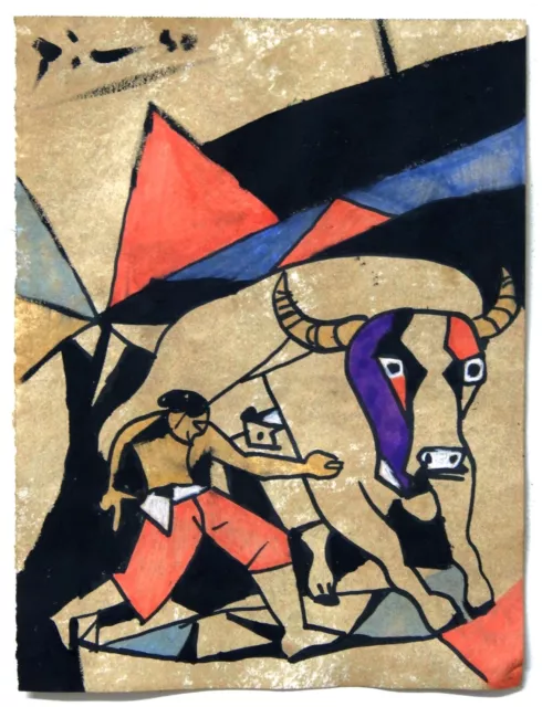 Matador and Bull Picasso Pablo Art Print Canvas Original vintage rare w/COA