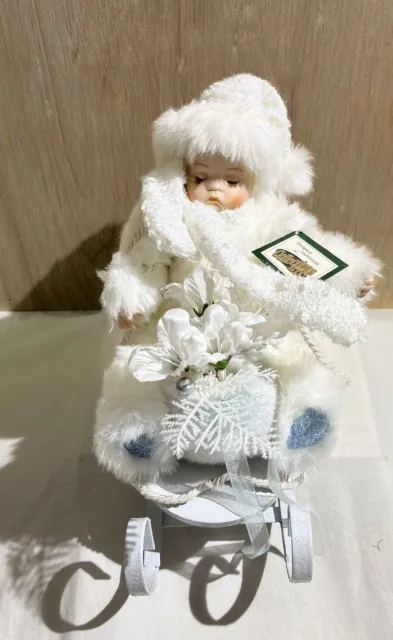 Heritage Signature Collection Winter Sleep Baby  Sleigh Porcelain Doll EC No Box 2