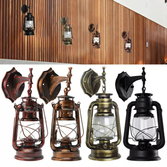 Retro Antike Vintage Laterne Lampe Wandleuchte Industriell Licht E27 Wandlampe