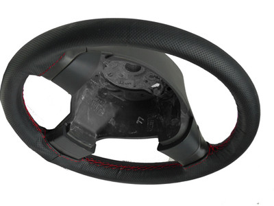 Per FORD Lotus Cortina MK1 VERA PELLE NERA Volante Copertura Cuciture ROSSE 