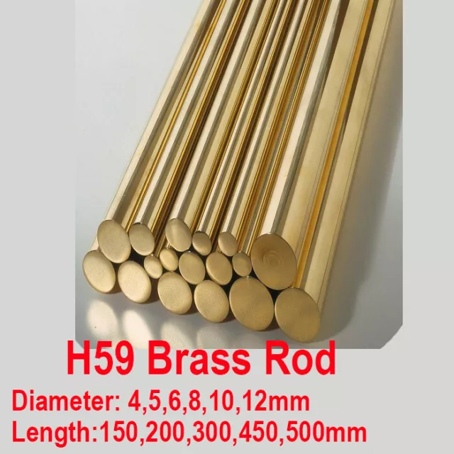 H59 Brass Rod Round Solid Bar 4mm 5 6 8 10mm Copper Solid 150/200/450/500mm Long