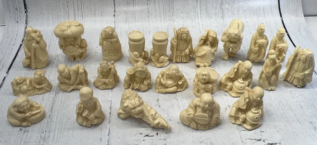 Vintage 1971 Jocar Netsuke Set of 24 Resin Oriental Plastic Art Miniatures U190