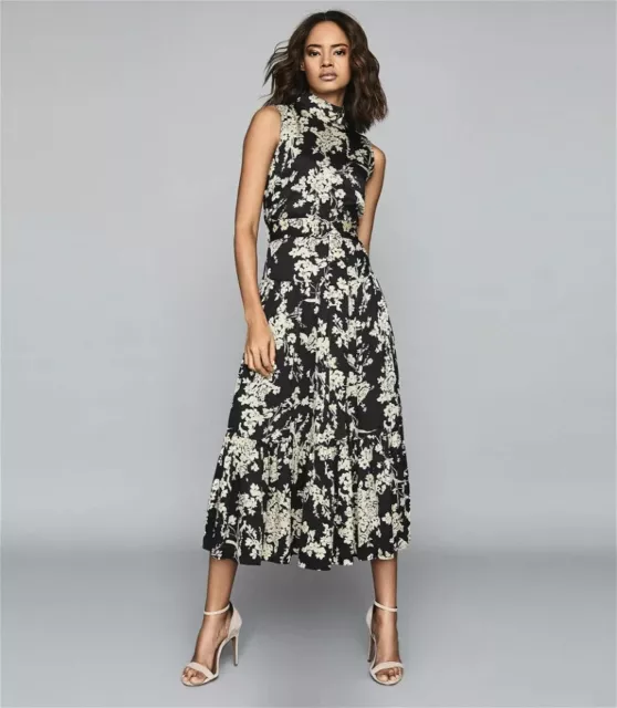 Reiss black&white floral maxi dress