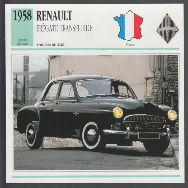 1958 RENAULT FREGATE TRANSFLUIDE France Car Photo Spec Sheet French Card