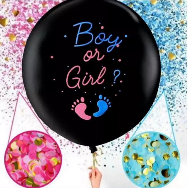 36" Large GENDER REVEAL Balloon Giant Confetti Baby Shower Decorations BALONS UK