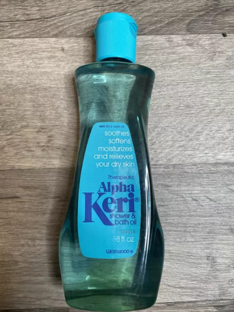 VTG 80’s Alpha Keri Shower and Bath Oil Relieves Softens Dry Skin 8 oz UNUSED