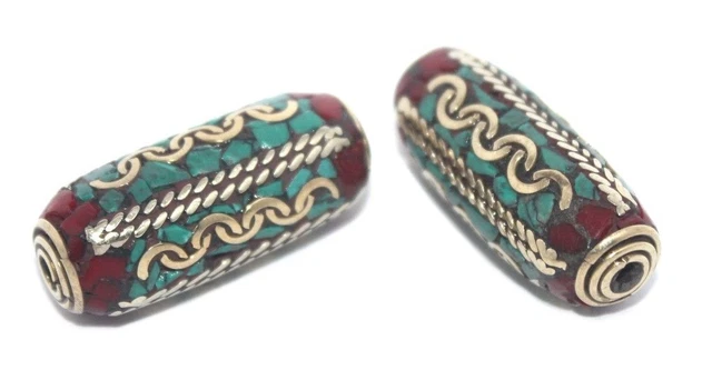 Turquoise beads Gypsy Necklace Nepalese Beads Tibetan beads Coral Beads BDA33