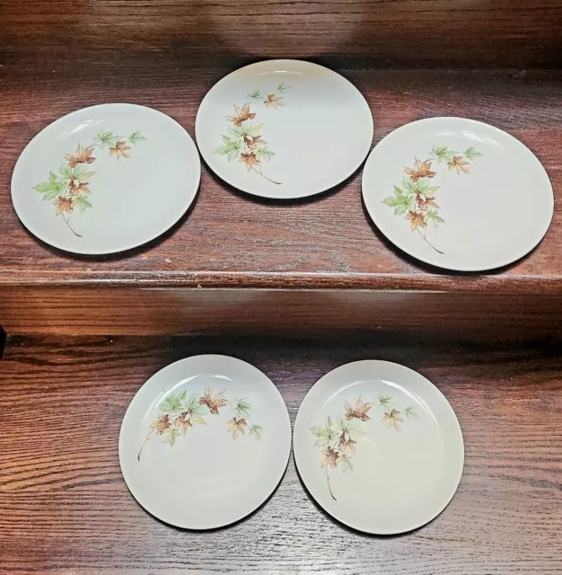 5 Vintage Salem Maple Leaf Plates China 7 1/4" Salad/Dessert/Bread