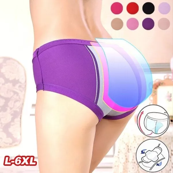 3 Pack Womens Leakproof Period Knickers Cotton Panties Menstrual Underwear L-6XL
