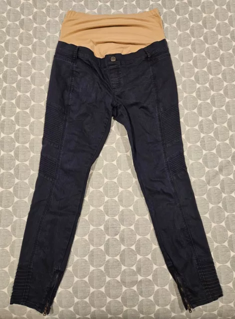 Jeanswest Size 8 Dark Navy Blue Over Belly Maternity Skinny Jeans