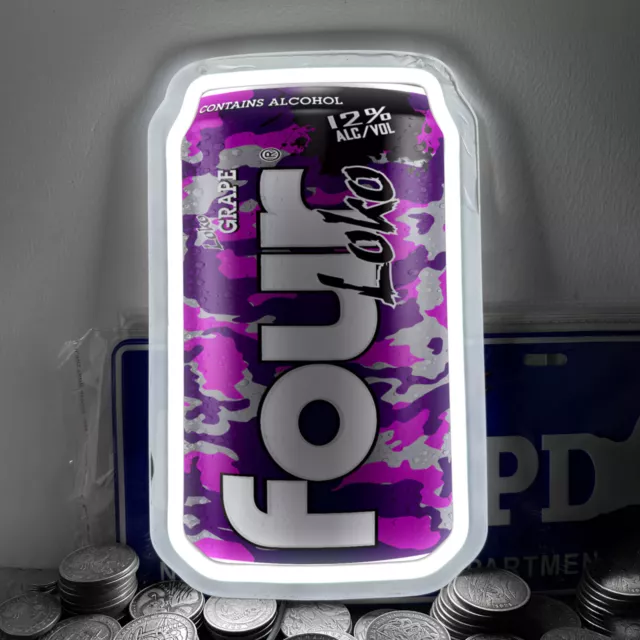 Four Loko Grape Beverage Can Neon Sign Bar Club Party Mall Wall Decor 12"x7" H4