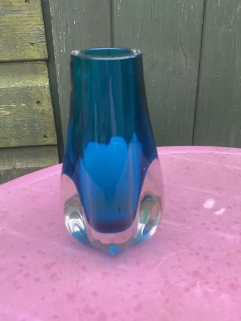 Whitefriars Glass Kingfisher Blue 5  Lobed Vase