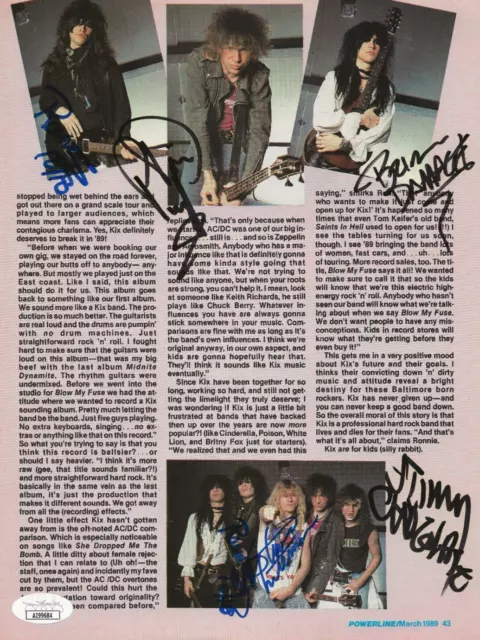 KIX band REAL SIGNED Mag Pinup Photo #3 JSA COA Autographed Purnell +4 Glam