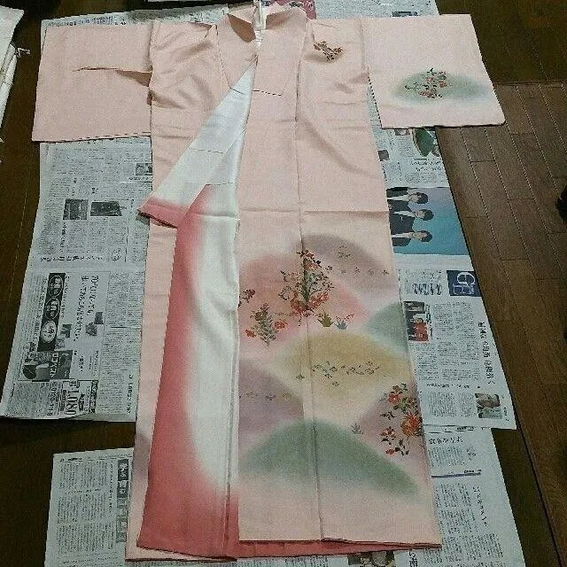 Today only, Kimono, Pink, Red, Peach, Saiken, Asakusa, Tsujiwa, Pure silk, ,4722