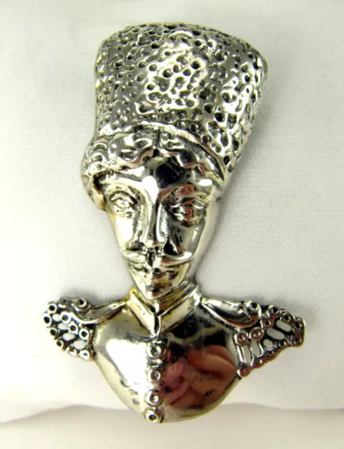 Vintage Pin Sterling Silver Russian Cossack in papakha hat 2 ½” x 1 ½”