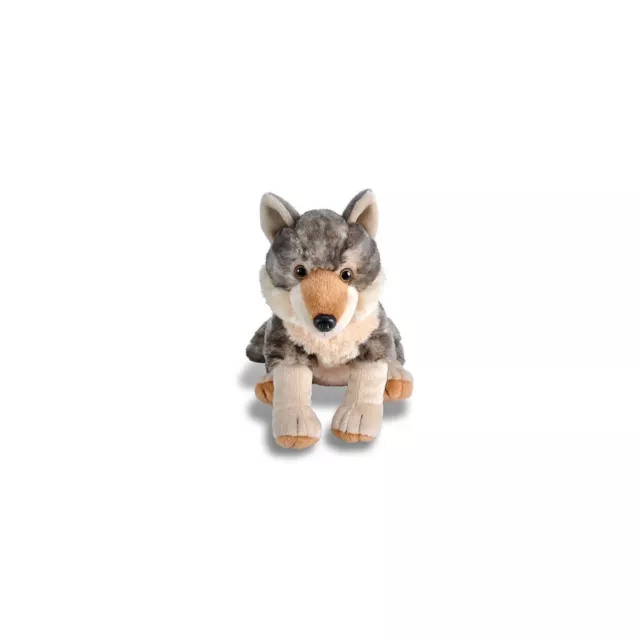 Peluche le loup AUZOU Loup marron et gris pull multicolore 27 cm 