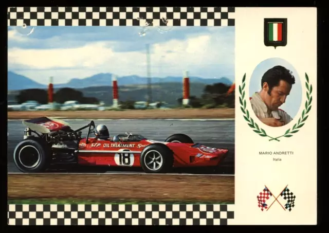 Mario Andretti Formula 1 One Grand Prix Racing Postcard