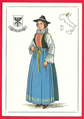 ? 1910 ca. Alto Adige Cartolina Costumi 