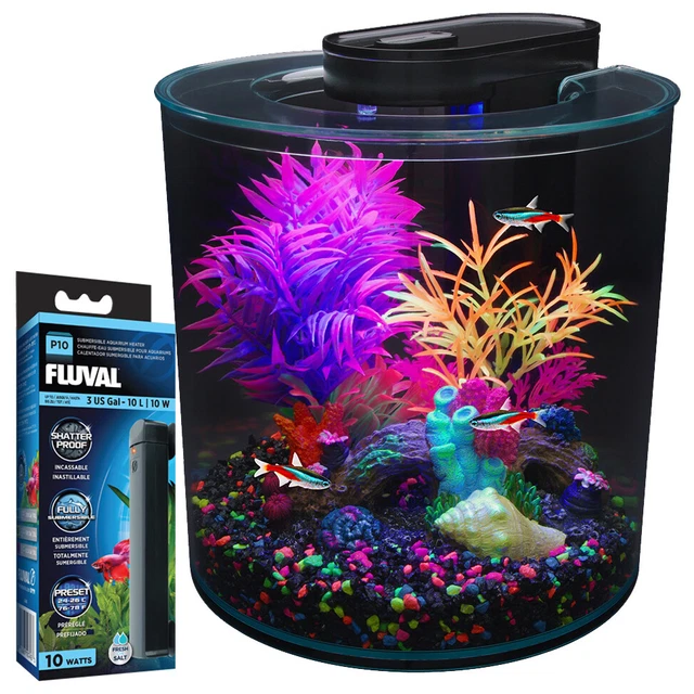 Marina iGlo 360 Aquarium Tropical Fish Tank 10L Starter Kit LED Lighting Heater